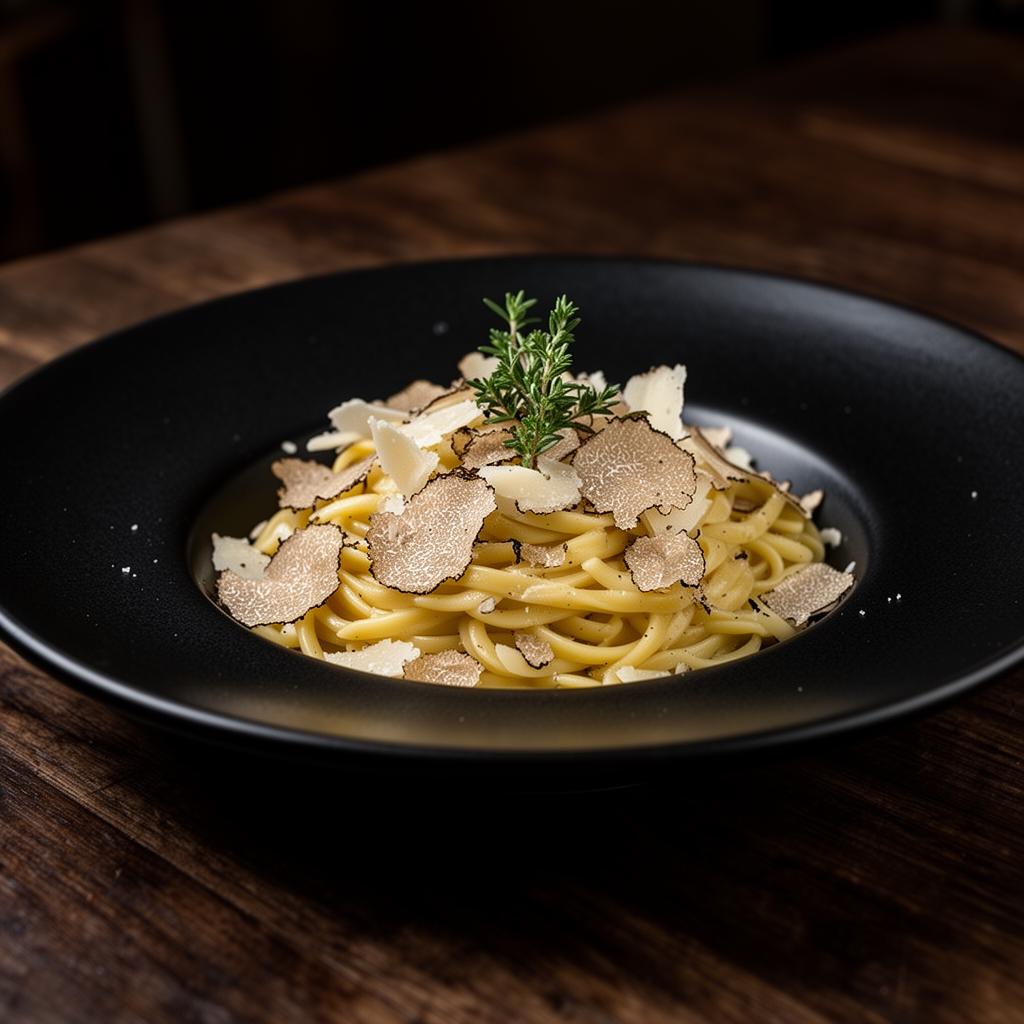 Tagliatelle al tartufo med svart tryffel från bistron i Göteborg